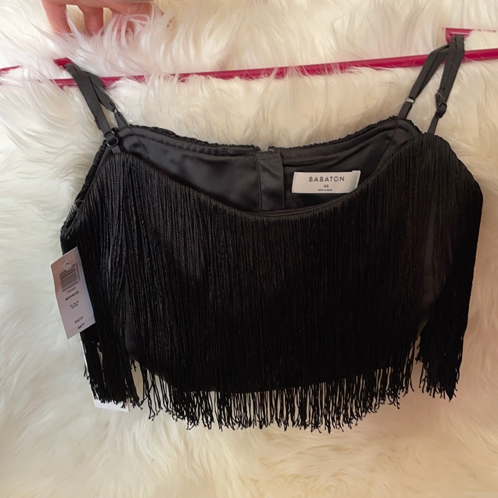BNWT Aritzia fringe crop top